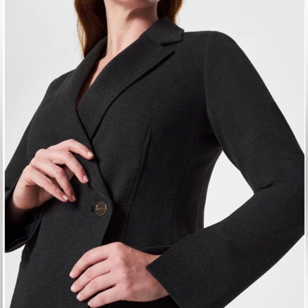 NWT Heather Gray Spanx Asymmetrical Ponte Blazer; Size L available - Picture 3 of 8
